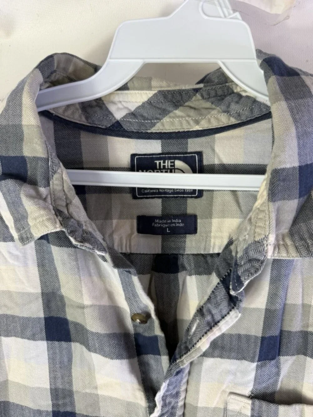 The North Face Button Shirt Rainbow Plaid Spell Out Pocket